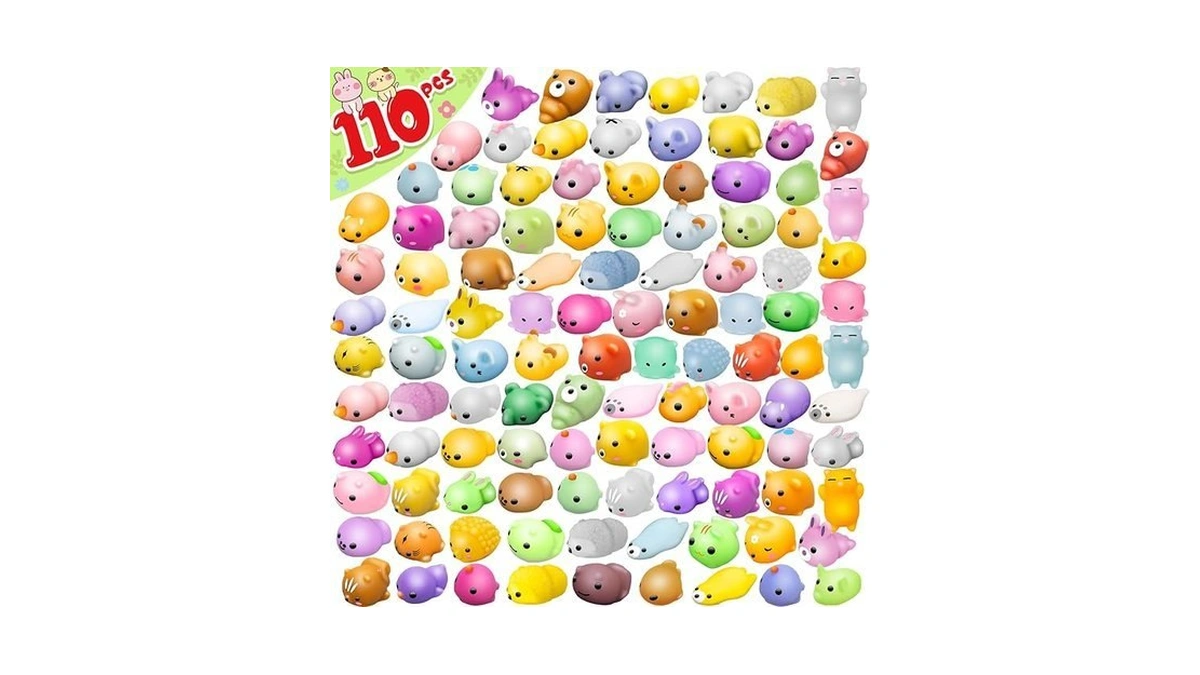 Dioju 110 Pcs Mochi Squishy Toy, Mini Kawaii Squishies Bulk