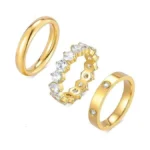 Stackable Gold Rings For Women - 3pcs 18k Gold Plated