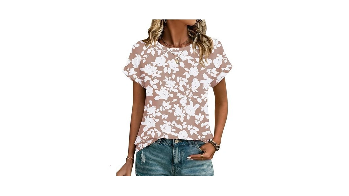 Zeagoo Womens Tops Summer Short Sleeve Shirts Spring Floral Cute