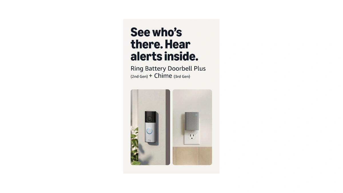 Ring Battery Doorbell Plus (newest Model), Nickel Silver With Chime