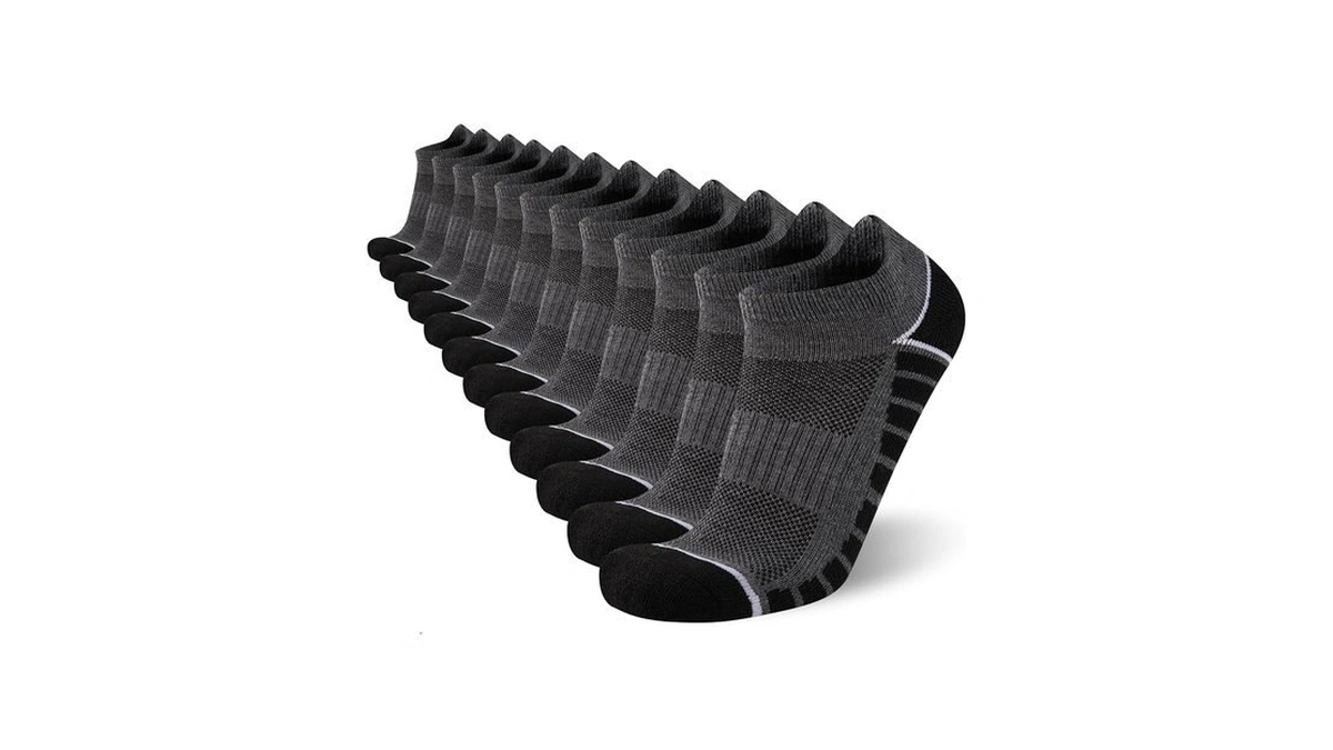 Coovan 12 Pack Mens Ankle Socks Athletic Running Cushioned Breathable