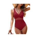 Dridreo Womens One Piece Tummy Control Swimsuit Petal Hollow Curvy