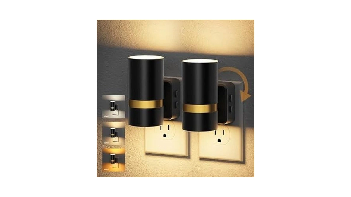 Jandcase Night Lights Plug Into Wall,2 Pack Amber/3000k/5000k Color Change