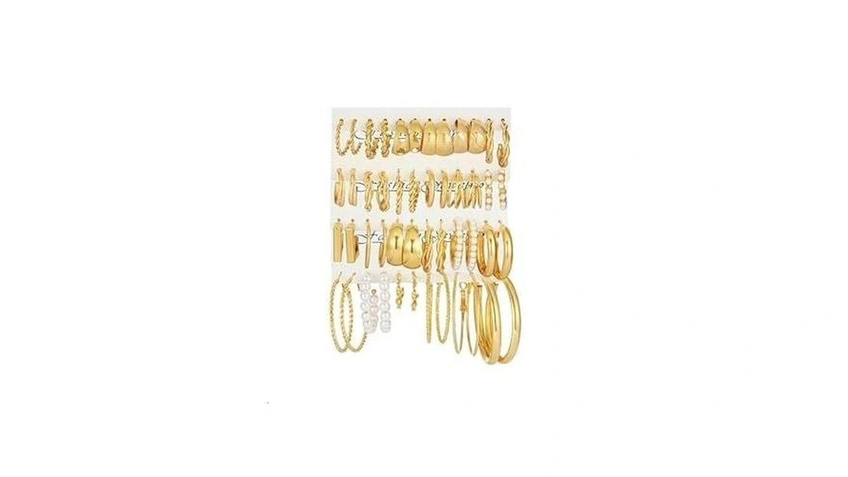 Gold Hoop Earrings Set For Women, 24 Pairs Trendy Chunky