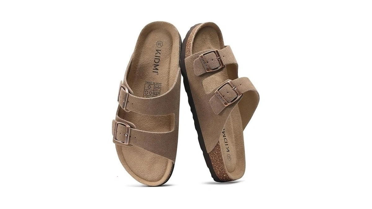 Kidmi Unisex Genuine Suede Summer Sandals Arch Support Cork Footbed
