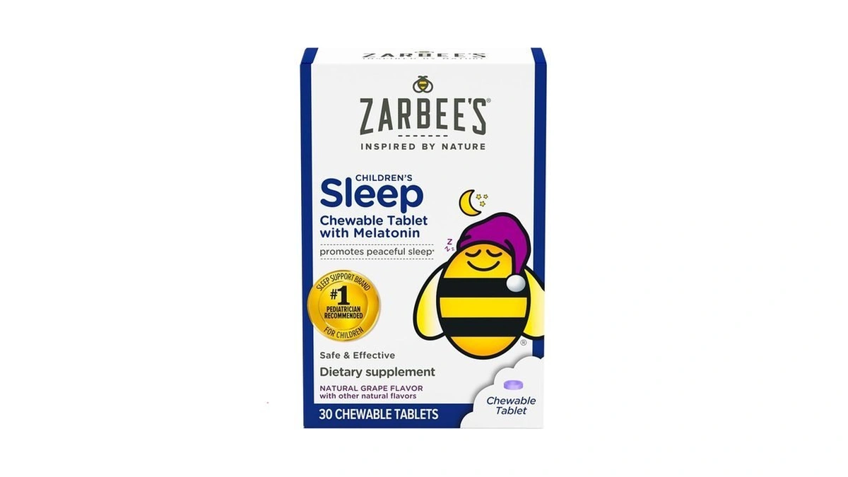 Zarbee's Kids 1mg Melatonin Chewable Tablet, Drug-free & Effective Sleep