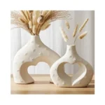 Ceramic Heart Flower Vase Home Decor Set Of 2, Farmhouse