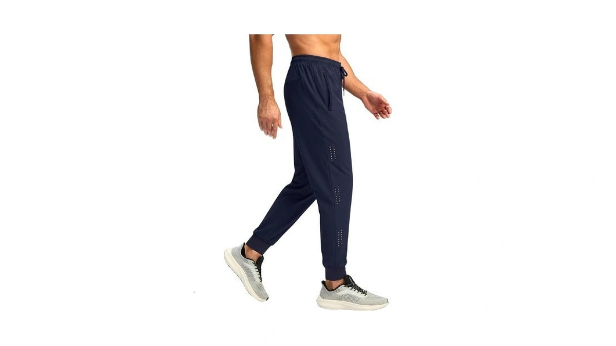 Auxo Mens Joggers With Zipper Pockets Stretch Tapered Pants Athletic