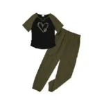 Gemlon Cute Outfits For Girls Short Sleeve Heart Print Tee