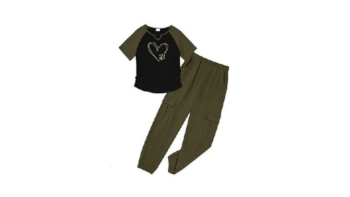 Gemlon Cute Outfits For Girls Short Sleeve Heart Print Tee