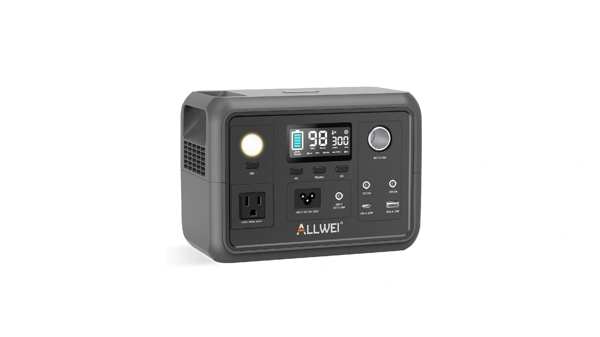Allwei Portable Power Station 300w, 256wh Solar Generator With 110v