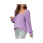 Dokotoo Womens Shirts Fall Casual Long Sleeve Square Neck Solid