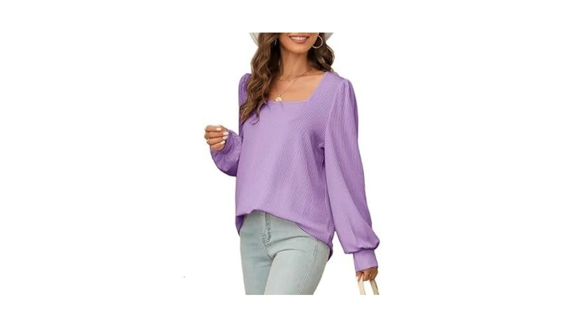 Dokotoo Womens Shirts Fall Casual Long Sleeve Square Neck Solid