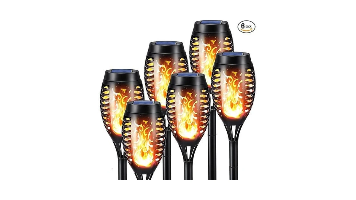 Toodour Solar Torch Flame Lights, 6 Pack Solar Lights Outdoor