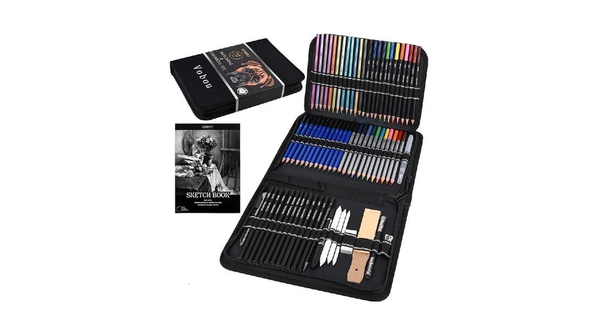 Vobou 72pcs Colored Drawing Pencils Kit Sketching, Graphite Pencils With