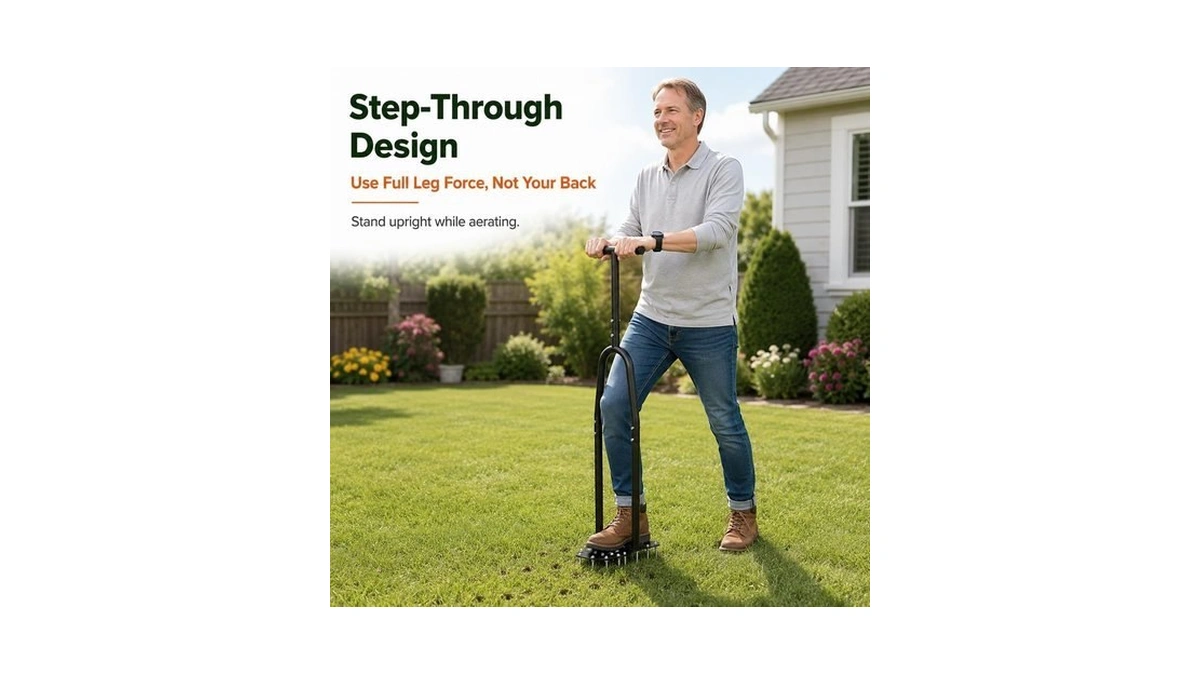 Ewonlife Lawn Aerator Tool, Step-through Design Manual Yard Aerator, Full