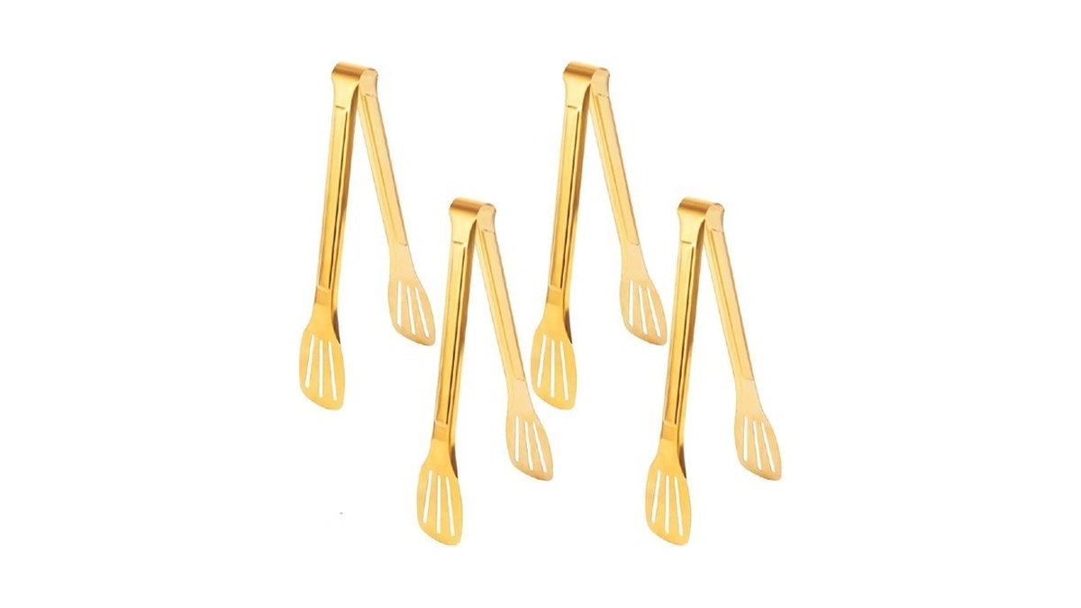 4 Pack Gold Serving Tongs,metal Serving Tongs,for Buffet,party,9 Inch,gold Utensills,(tongs