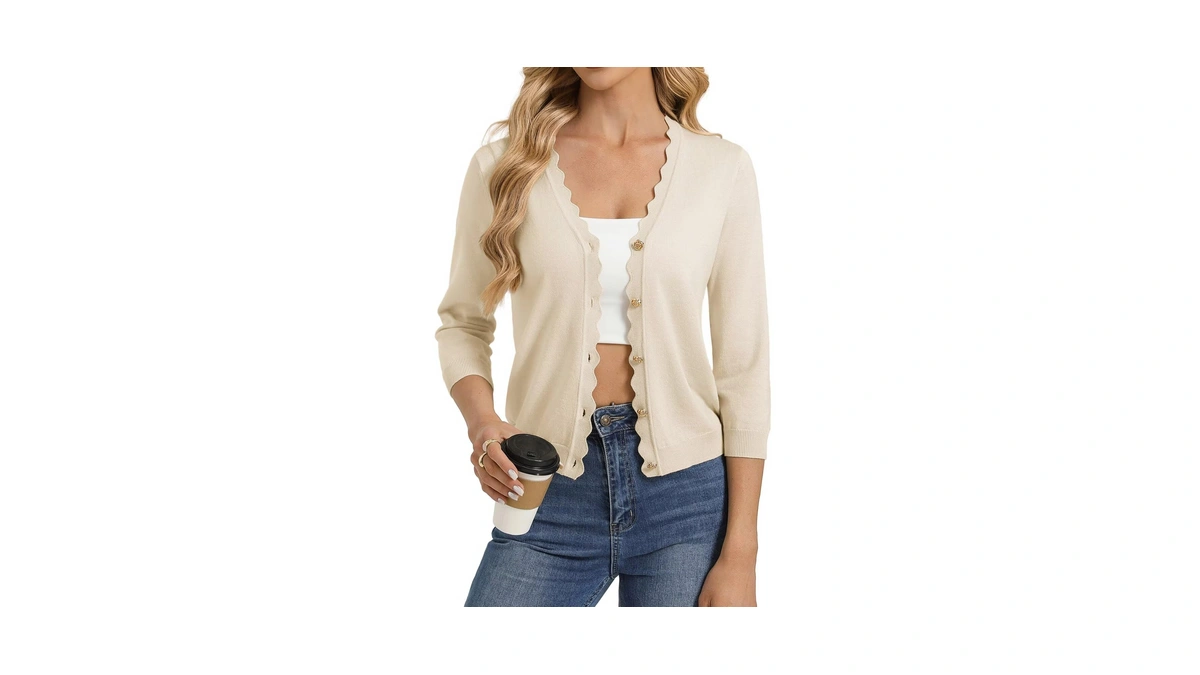 Grace Karin Beige Cardigan Sweater For Women Dressy Casual Bolero