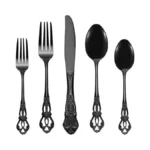 Runfly Gorgeous Retro Royal Black Stainless Steel 20 Pieces Flatware