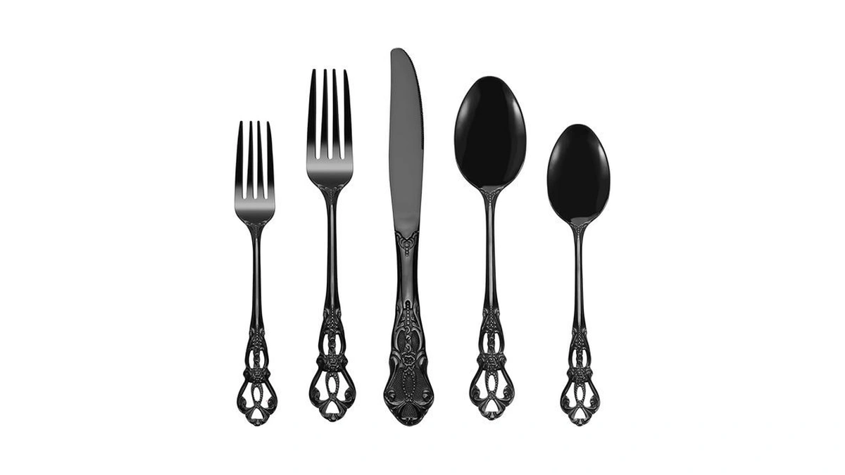 Runfly Gorgeous Retro Royal Black Stainless Steel 20 Pieces Flatware