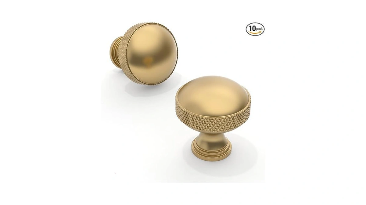 Talentedeco 10 Pack Champagne Bronze Knurled Kitchen Cabinet Knobs 1-1/5