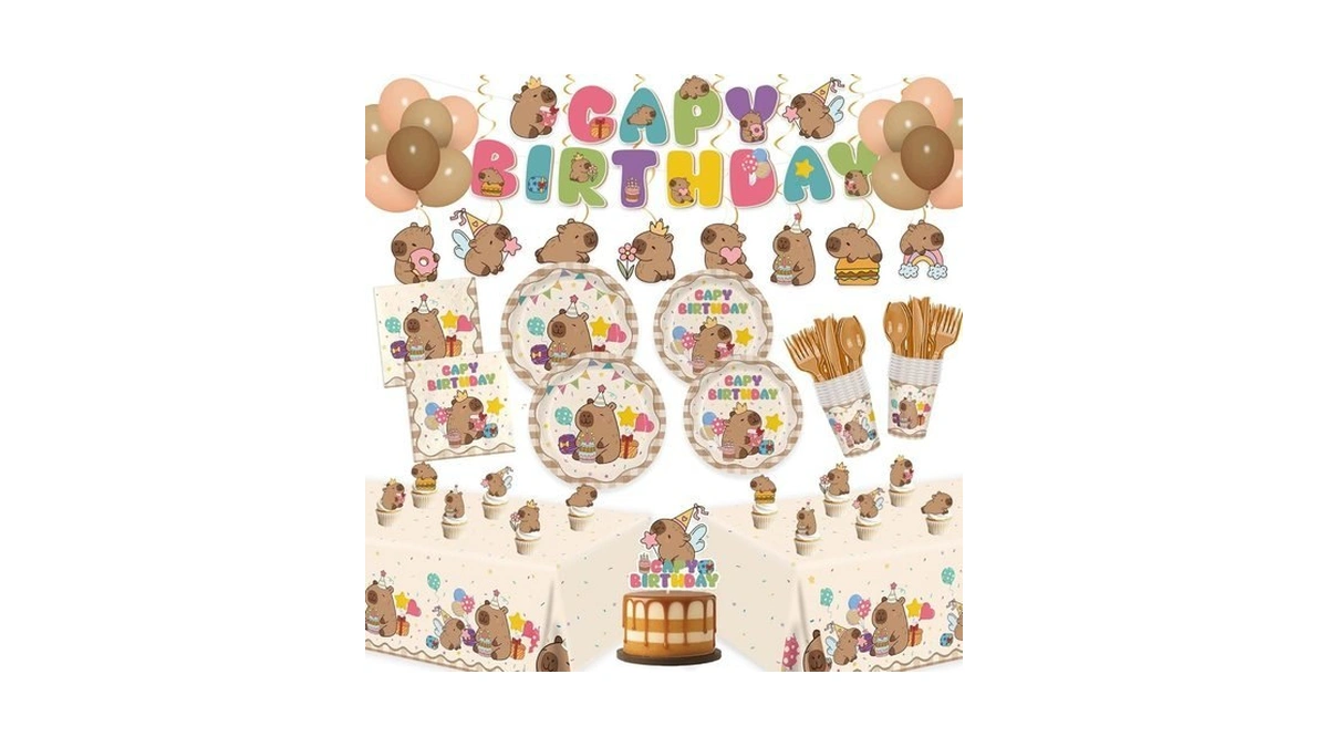 182pcs Capybara Birthday Party Decorations Disposable Tableware Set Includes Plates
