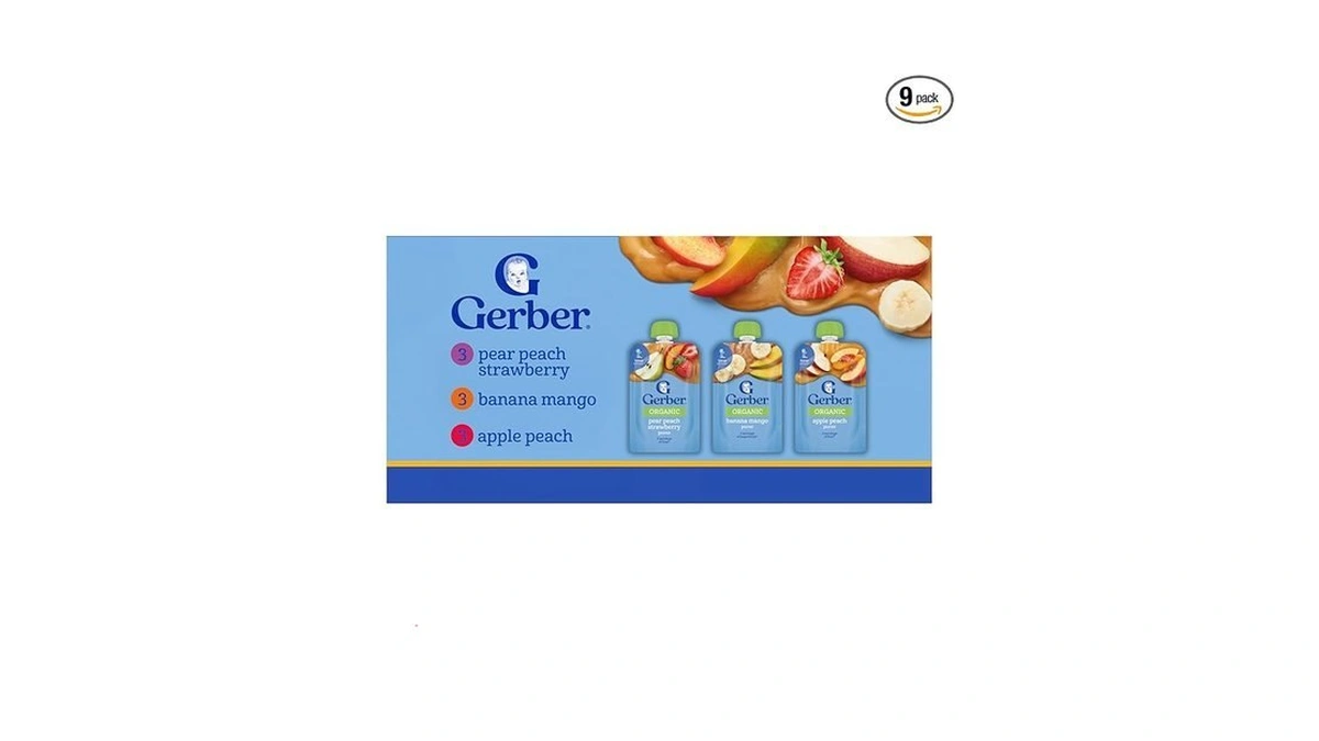 Gerber Stage 2 Baby Food, Organic Fruit Favorites Puree Pouches