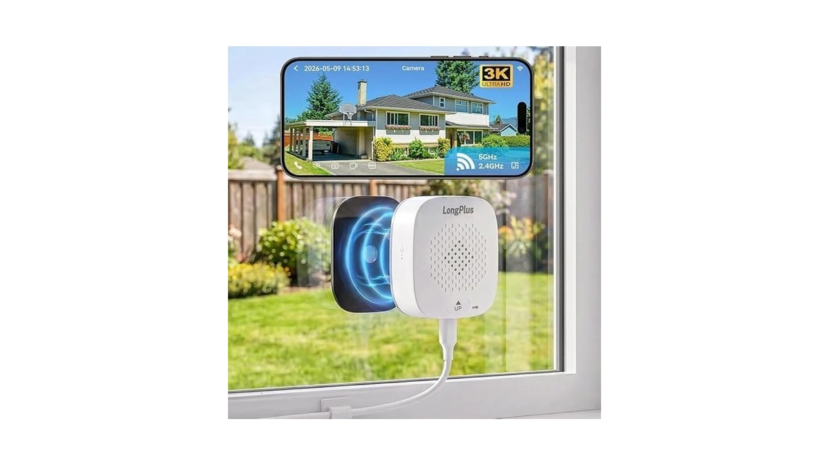Longplus 5mp 3k Window Camera With Night Vision, 2.4/5ghz Wifi