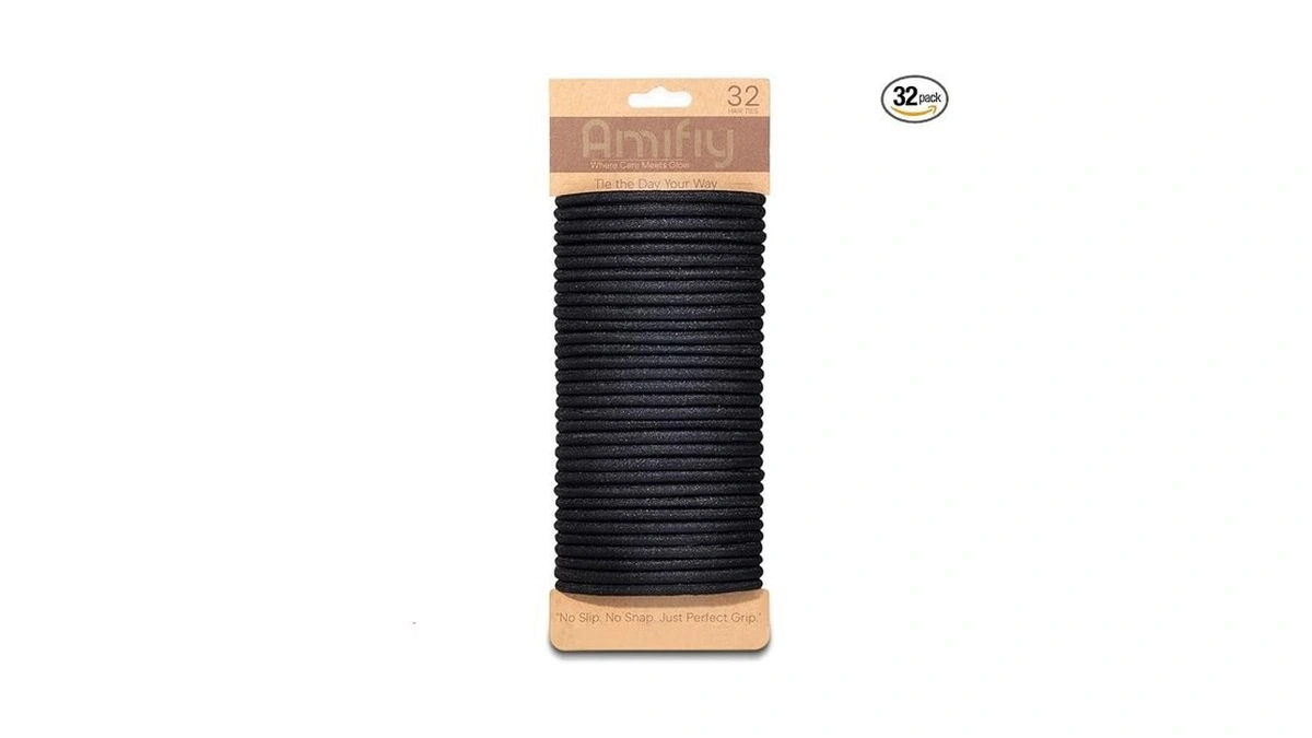 Amifiy Black Hair Ties No Damage, Organic Ponytail Holders Hair