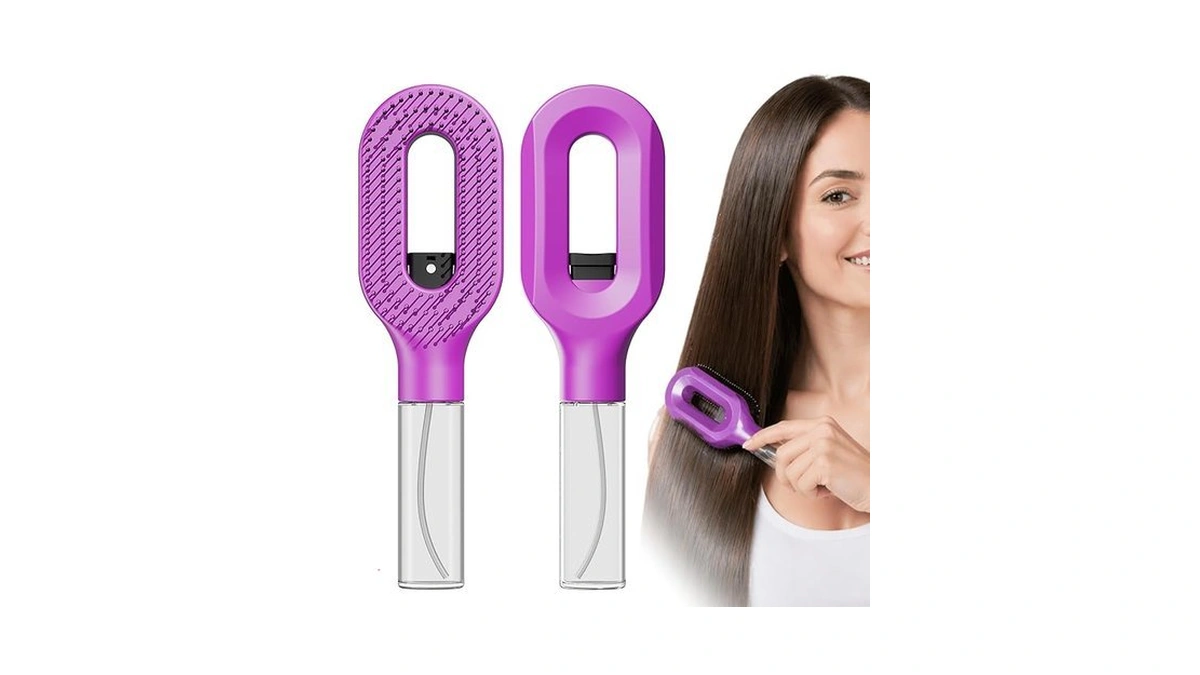 Thick & Long Hair Brush With Water Spray – 2-in-1
