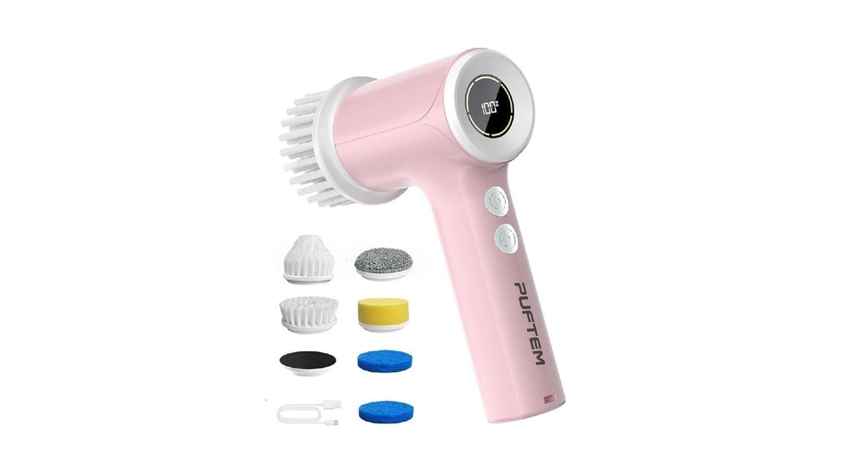 Puftem Shower Scrubber, Electric Spin Scrubber For Bathroom Cleaning –