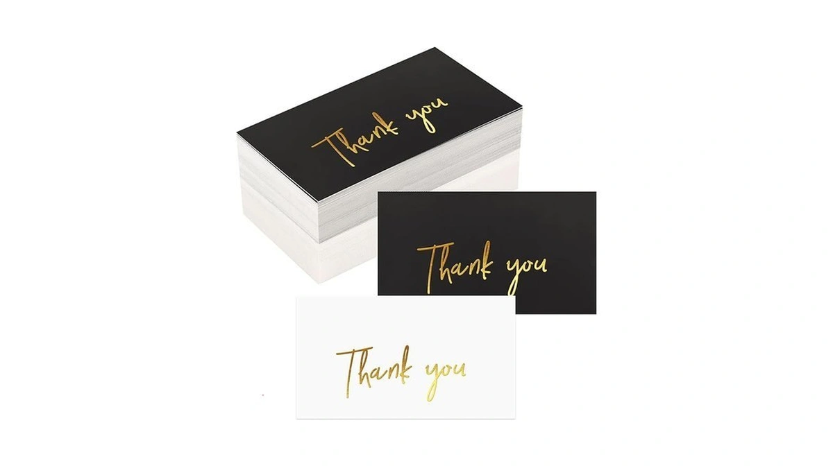 Gold Mini Thank You Cards Small Business 120 Pack, Gold