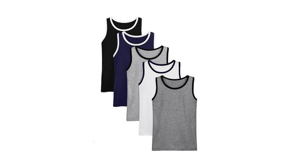 Poroka 5 Pack Boys' Tank Undershirt Sleeveless Tank Tops Assorted