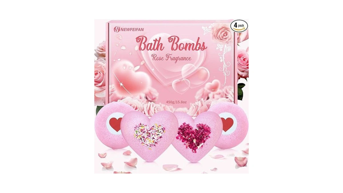 Rose Bath Bombs For Women Xxl, Gifts For Mom, 4-pack