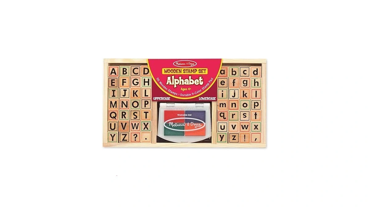 Melissa & Doug Wooden Alphabet Stamp Set - 56 Stamps