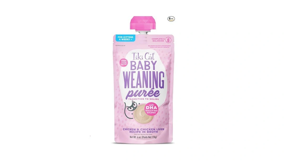 Tiki Cat Baby Weaning Puree Wet Cat Food, Chicken, 6