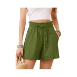 Korsis Women Shorts High Waist Elastic Summer Lounge Casual Beach