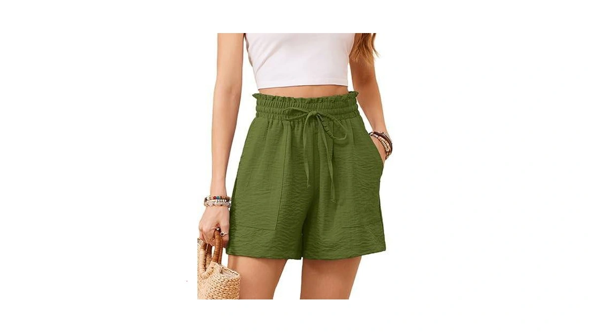 Korsis Women Shorts High Waist Elastic Summer Lounge Casual Beach