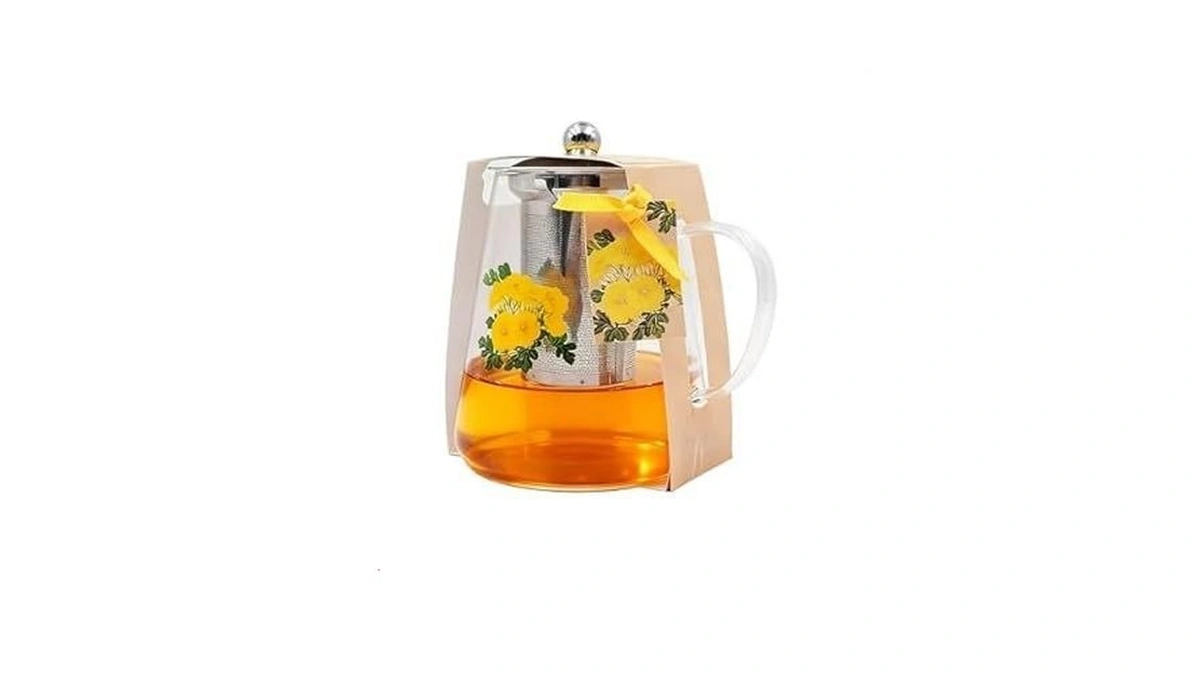 Flower Tea Pot Set Glass Teapot Stovetop Gift, 32oz High