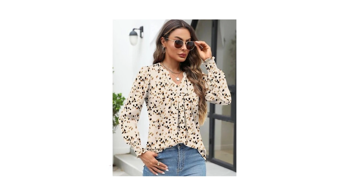 Bashafo Ladies Tops And Blouses Womens V Neck Floral Long
