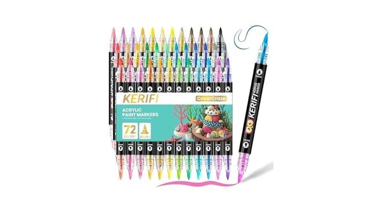 Kerifi Acrylic Paint Markers, Automatic Ink Control Markers For Rock