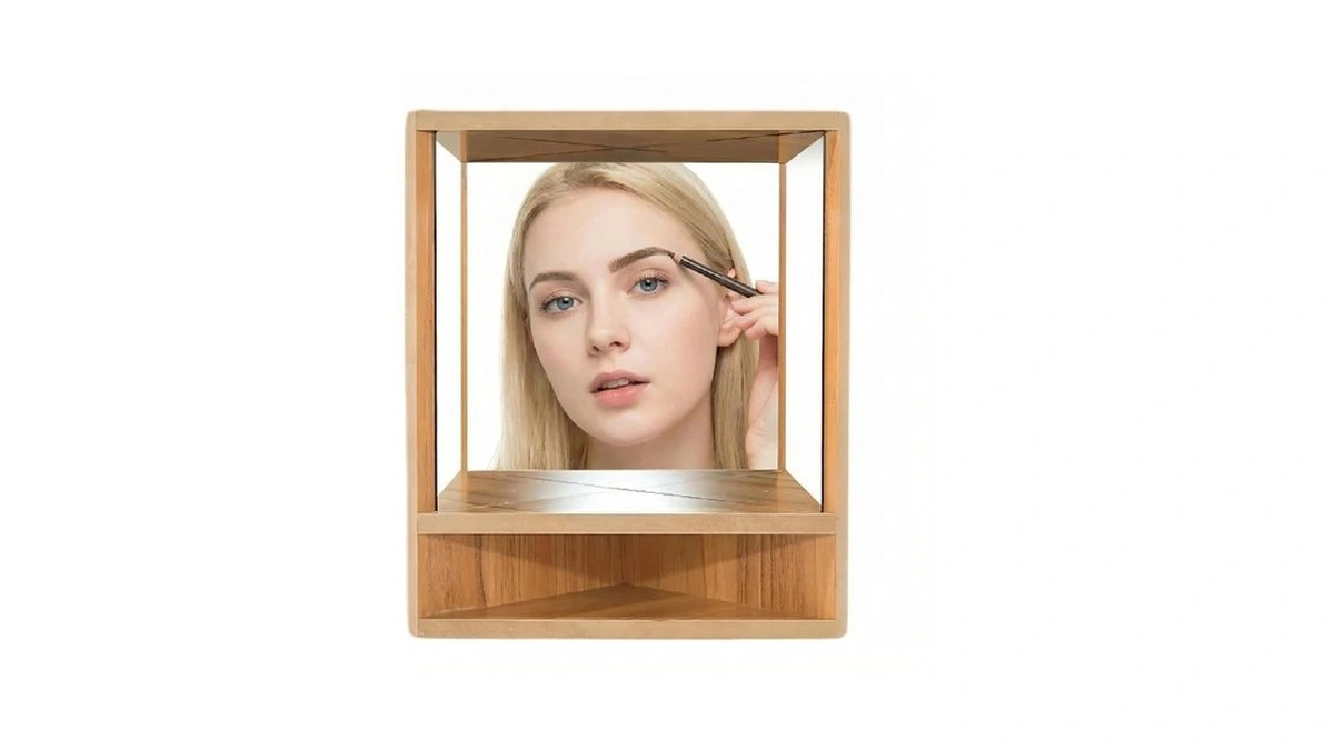 Oulores Non-reversing Mirror With Wood Frame - Shows True Unflipped