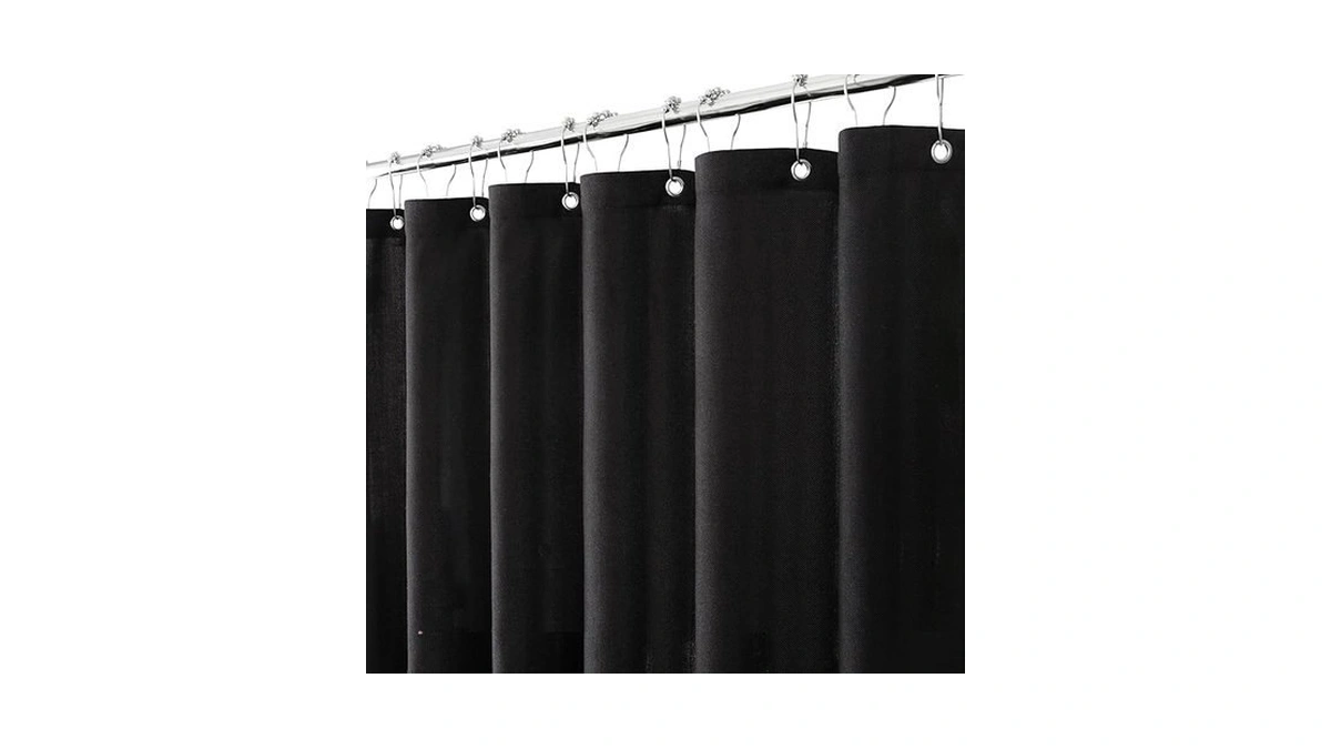 Jolilight 36x72 Black Linen Shower Curtain, Heavy Duty Cloth Bath