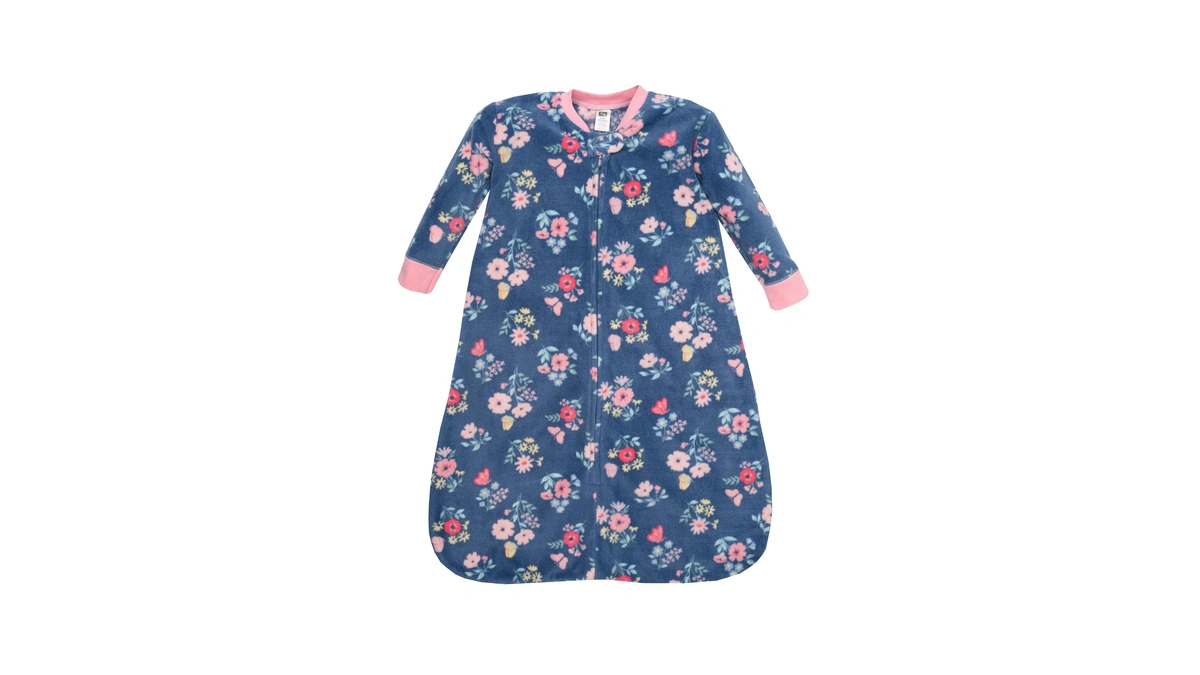 Hudson Baby Infant Girls Long-sleeve Fleece Sleeping Bag, Blue Butterfly
