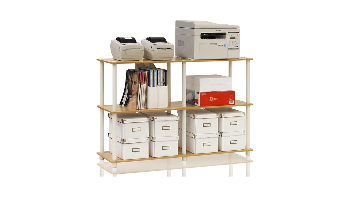 Furinno Turn-n-tube Storage Shelves, 3-tier 47.4 Wide Book Shelf, Corner