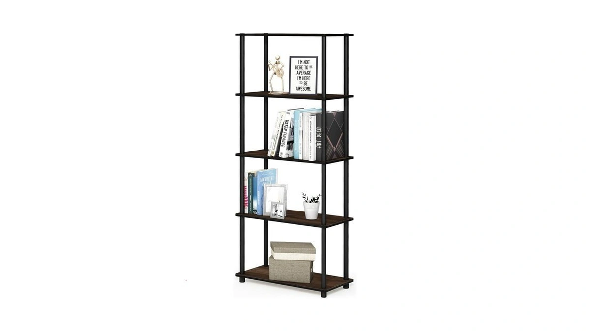 Furinno Turn-n-tube Storage Shelves, 5-tier Book Shelf, Corner Shelf, Toolless