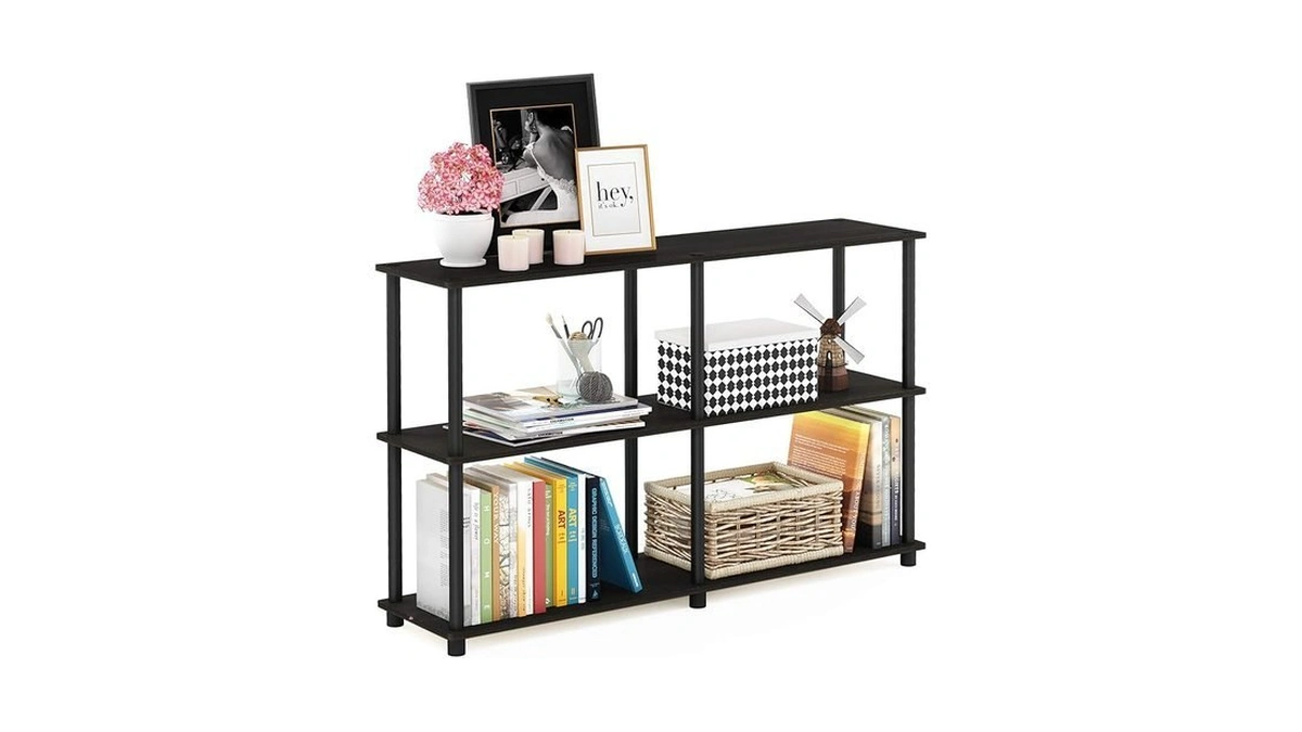 Furinno Turn-n-tube Storage Shelves, 3-tier 47.4 Wide Book Shelf, Corner