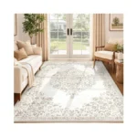 Area Rug 5x7 Vintage Rug: Washable Indoor Medallion Rugs Low