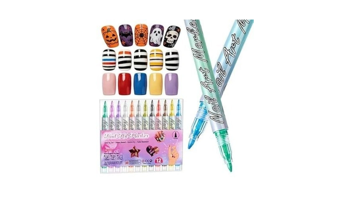 Watofun 0.7mm Nail Art Pens Set 12 Colors Nail Art