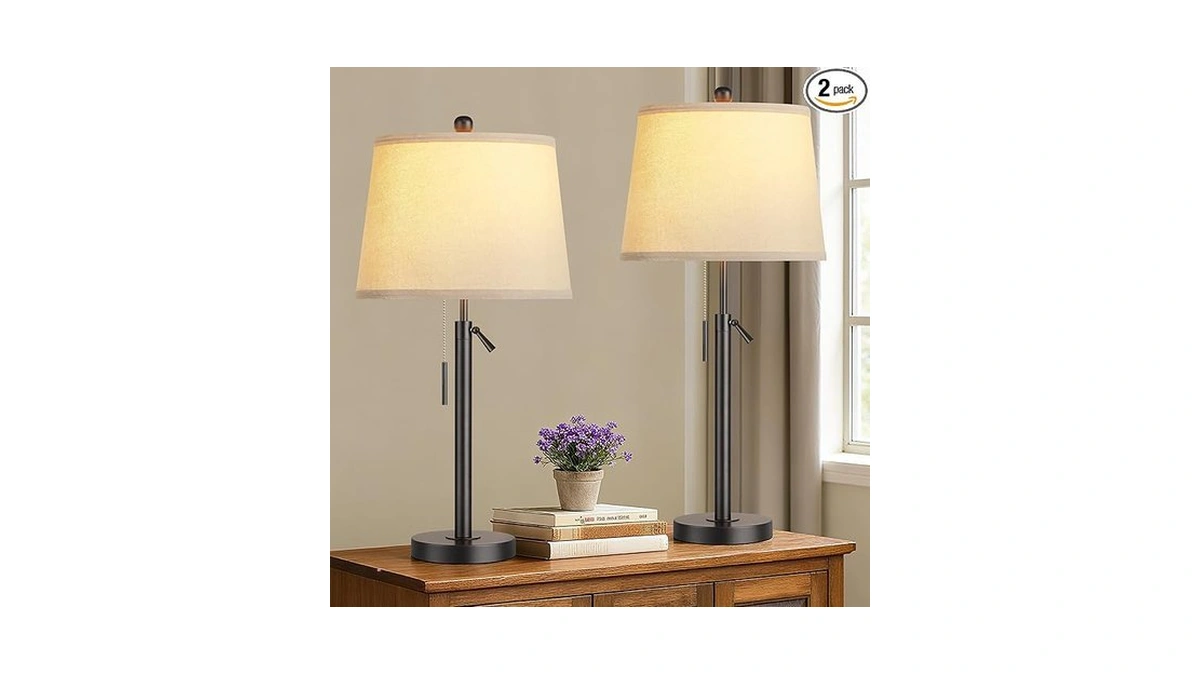 Partphoner Bedside Table Lamps Set Of 2, Tall Black Table